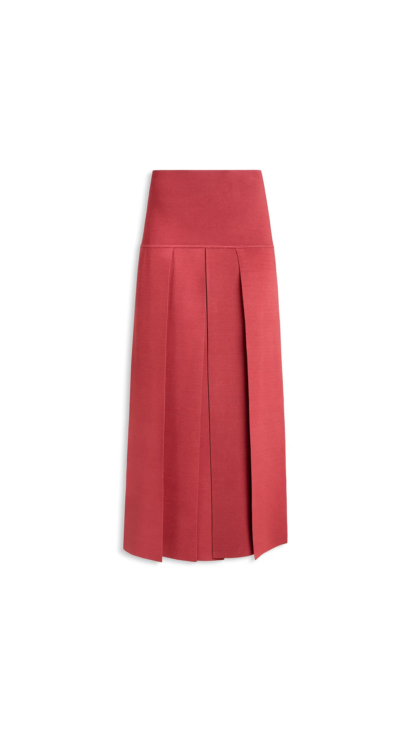 ALAÏA - ALAÏA POMPEII RED PLEATED MIDI SKIRT