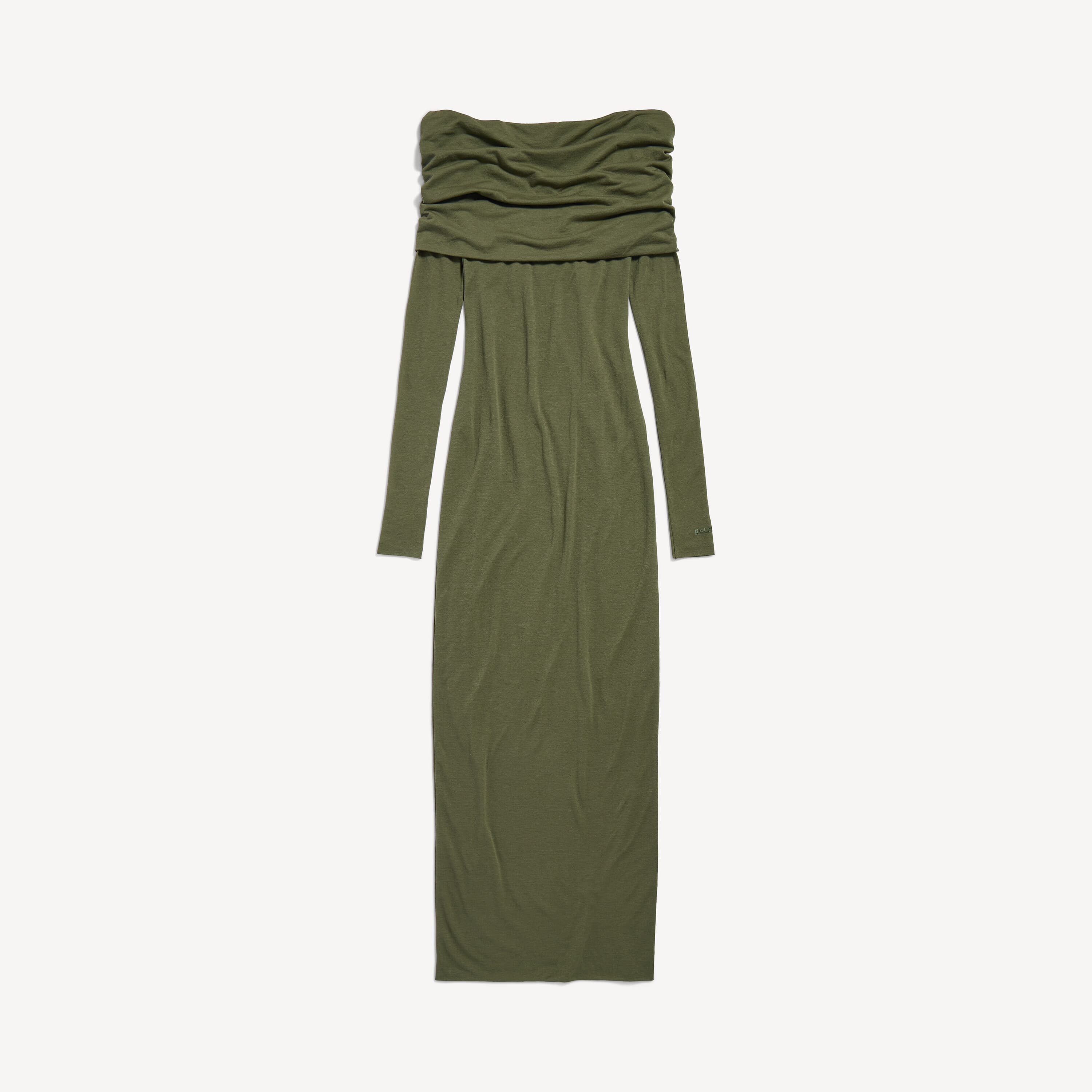 Balenciaga - Women's Long Sleeve Off-shoulder Dress in Military Green
