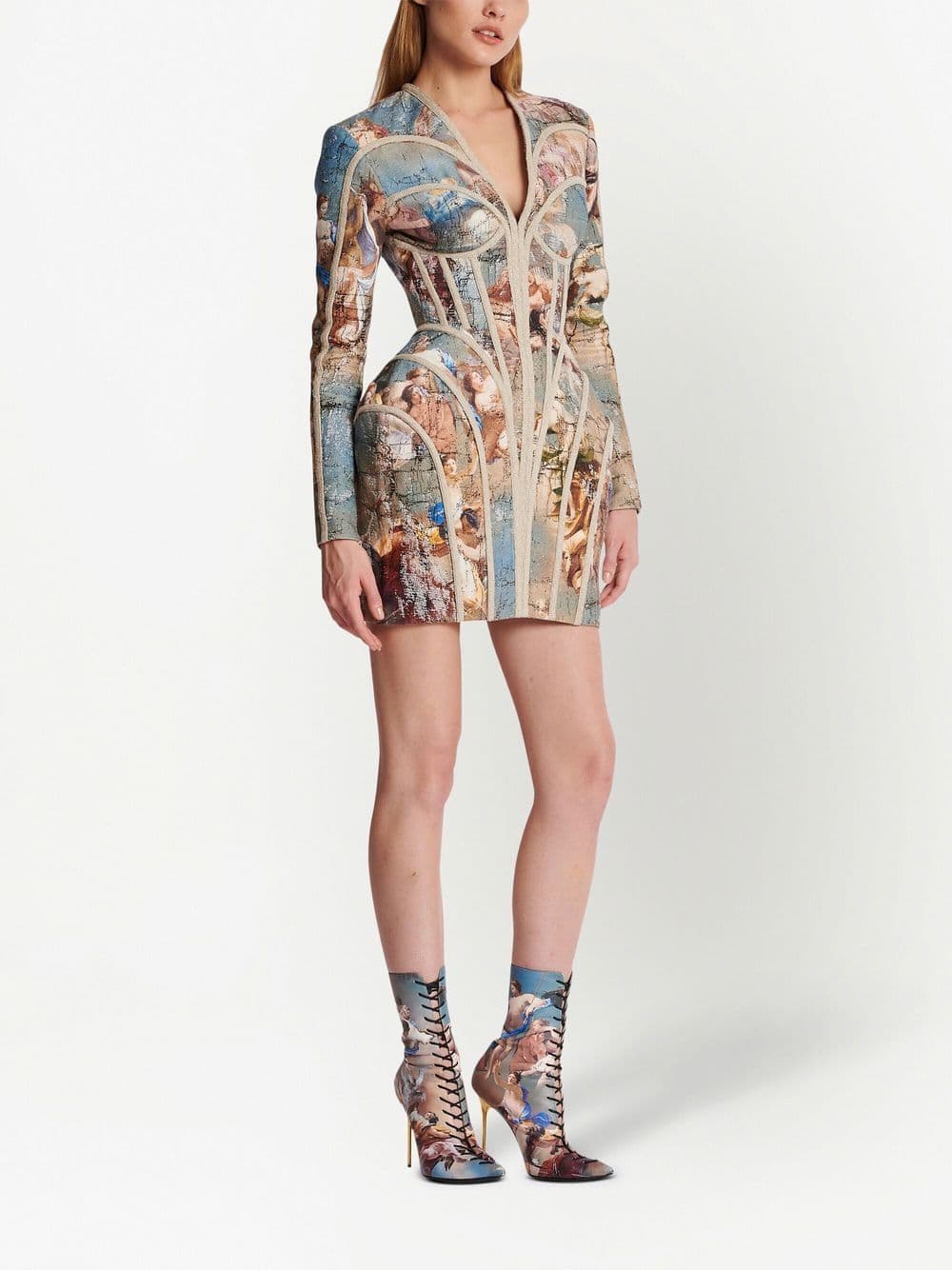 Balmain - Sky-print linen dress