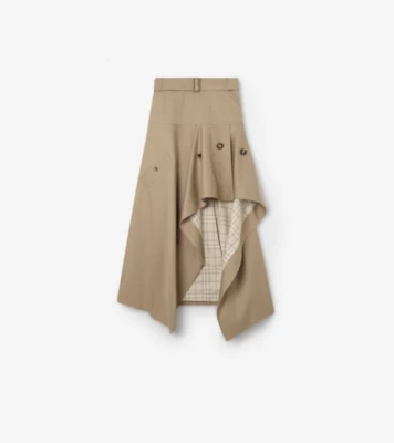 Burberry - Gabardine Asymmetric Trench Skirt in Saltmarsh beige