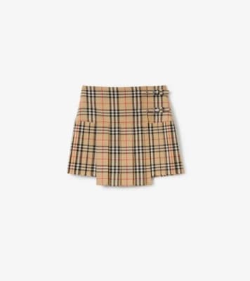 Burberry - Pleated Check Wool Mini Kilt in Archive beige