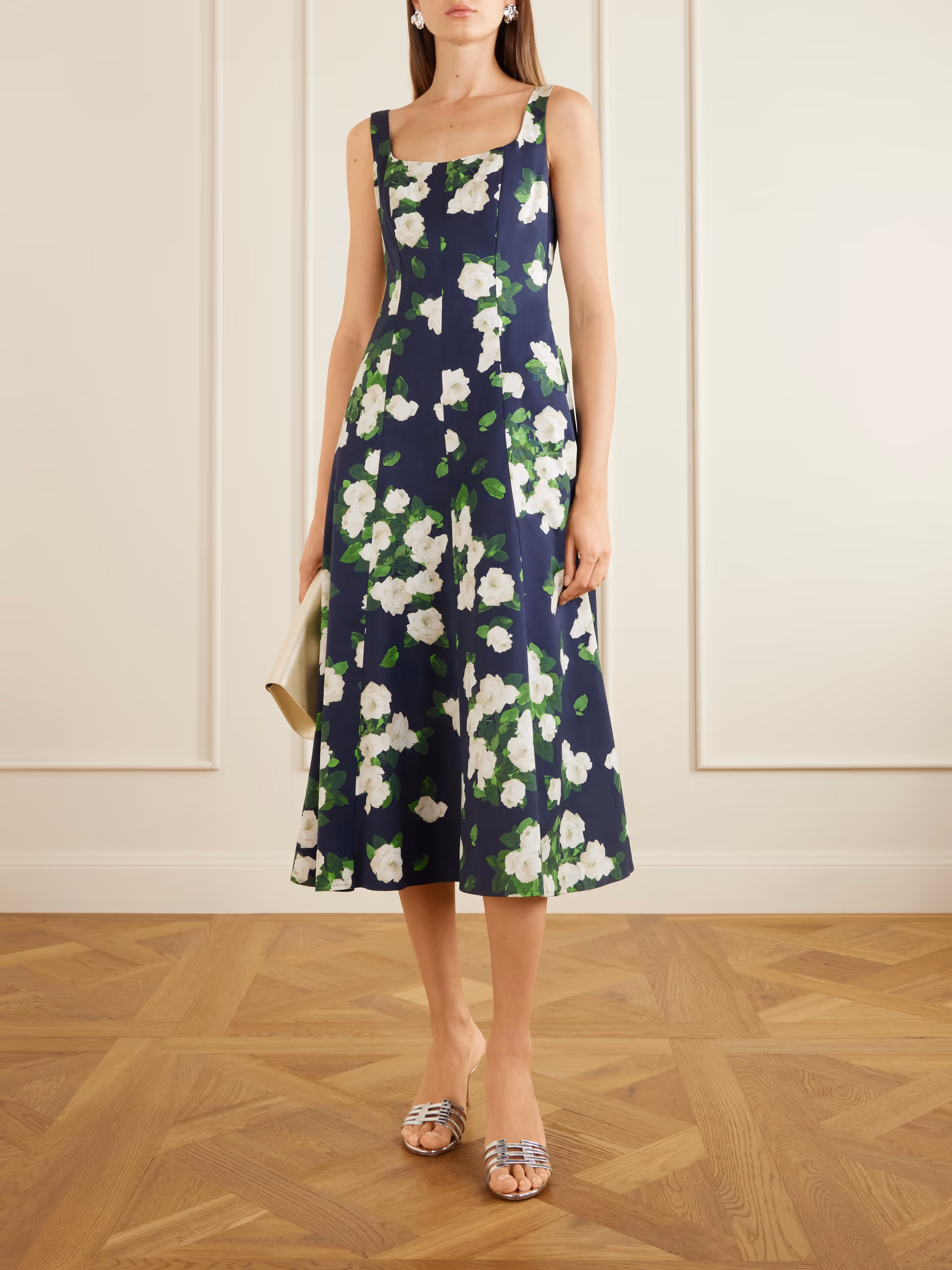 CAROLINA HERRERA - Floral-print faille midi dress