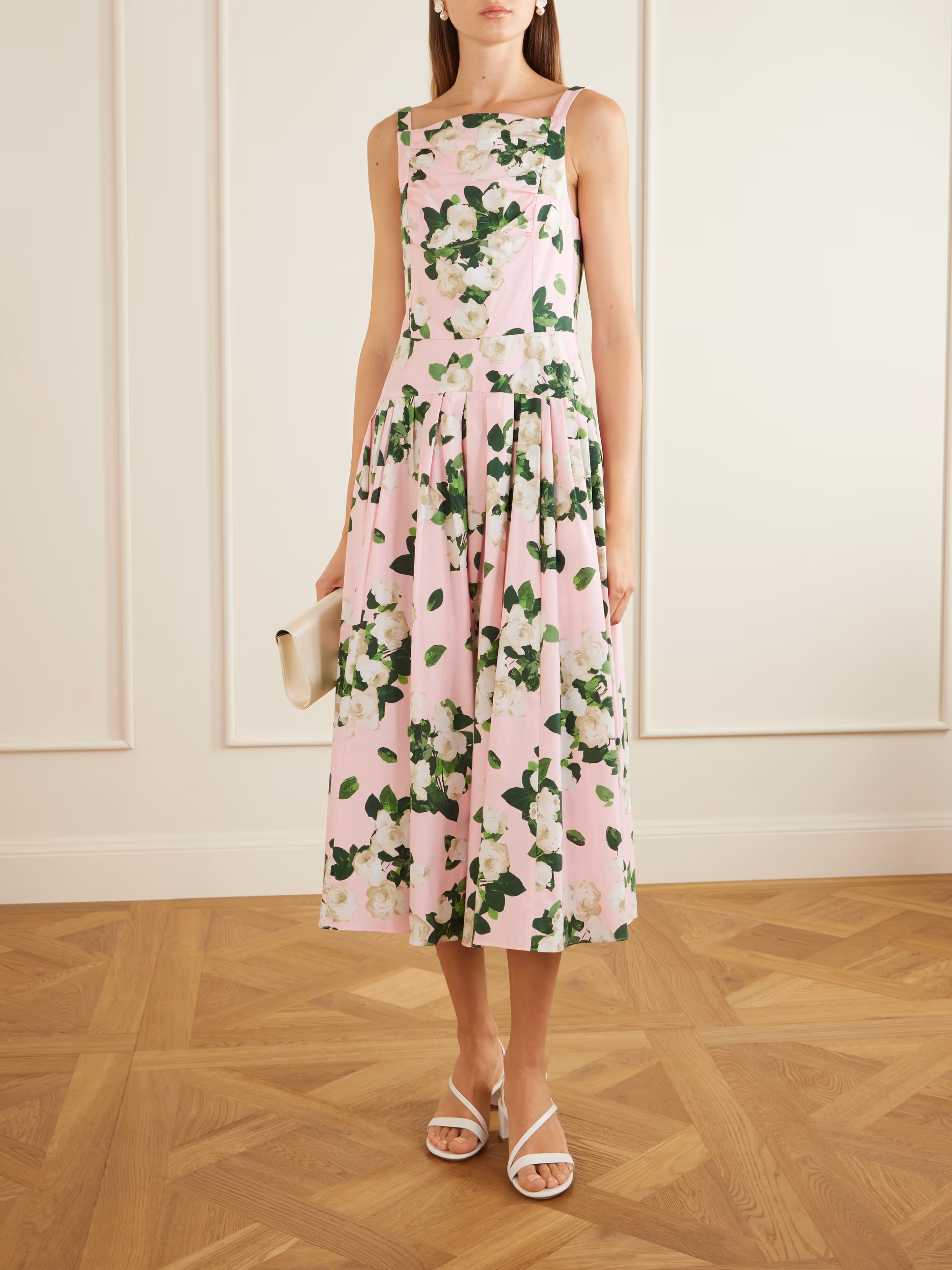 CAROLINA HERRERA - Floral-printed cotton-blend midi dress