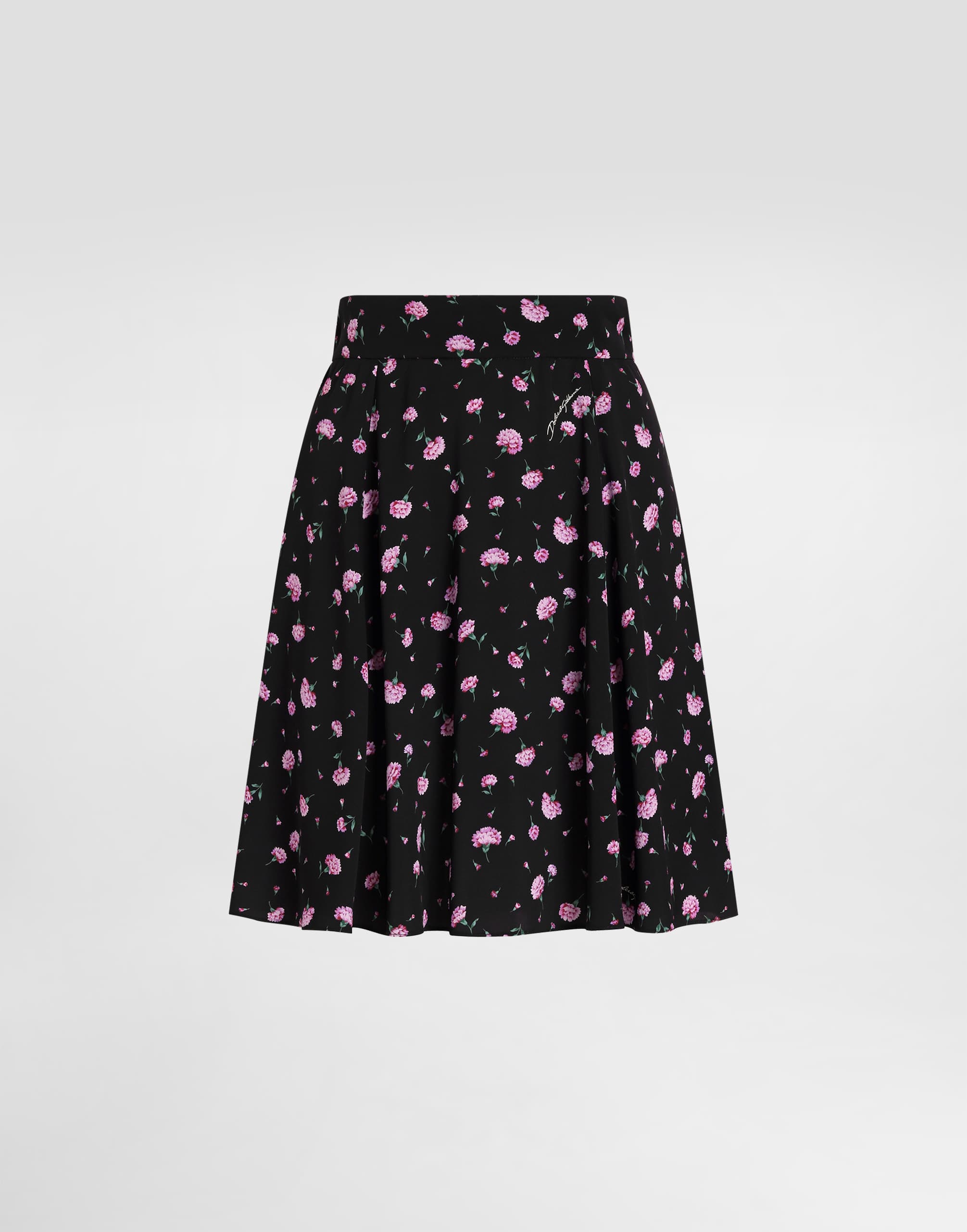 Dolce & Gabbana - Carnations-print silk canvas skirt