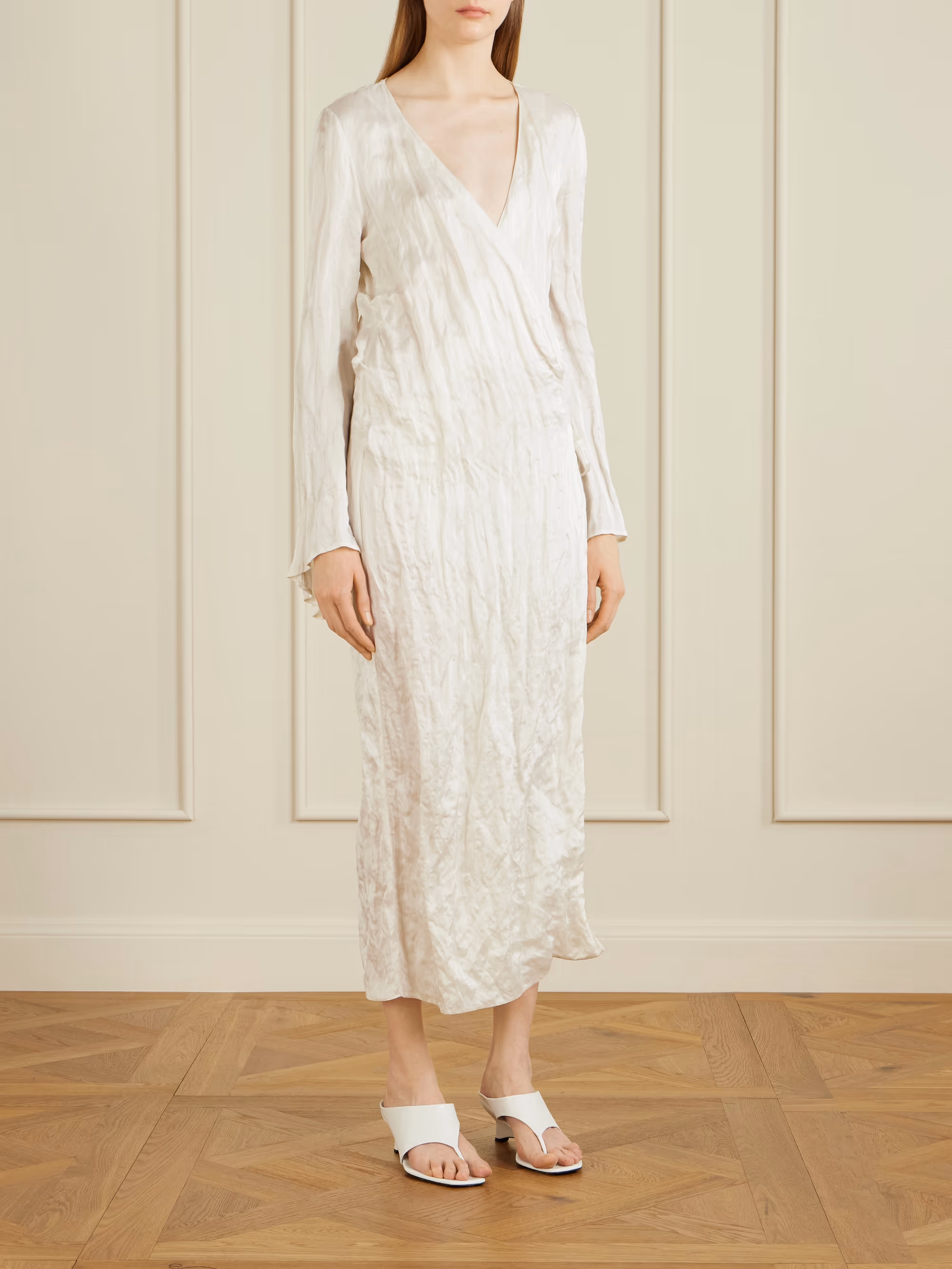 KHAITE - Rommi crinkled-voile midi wrap dress