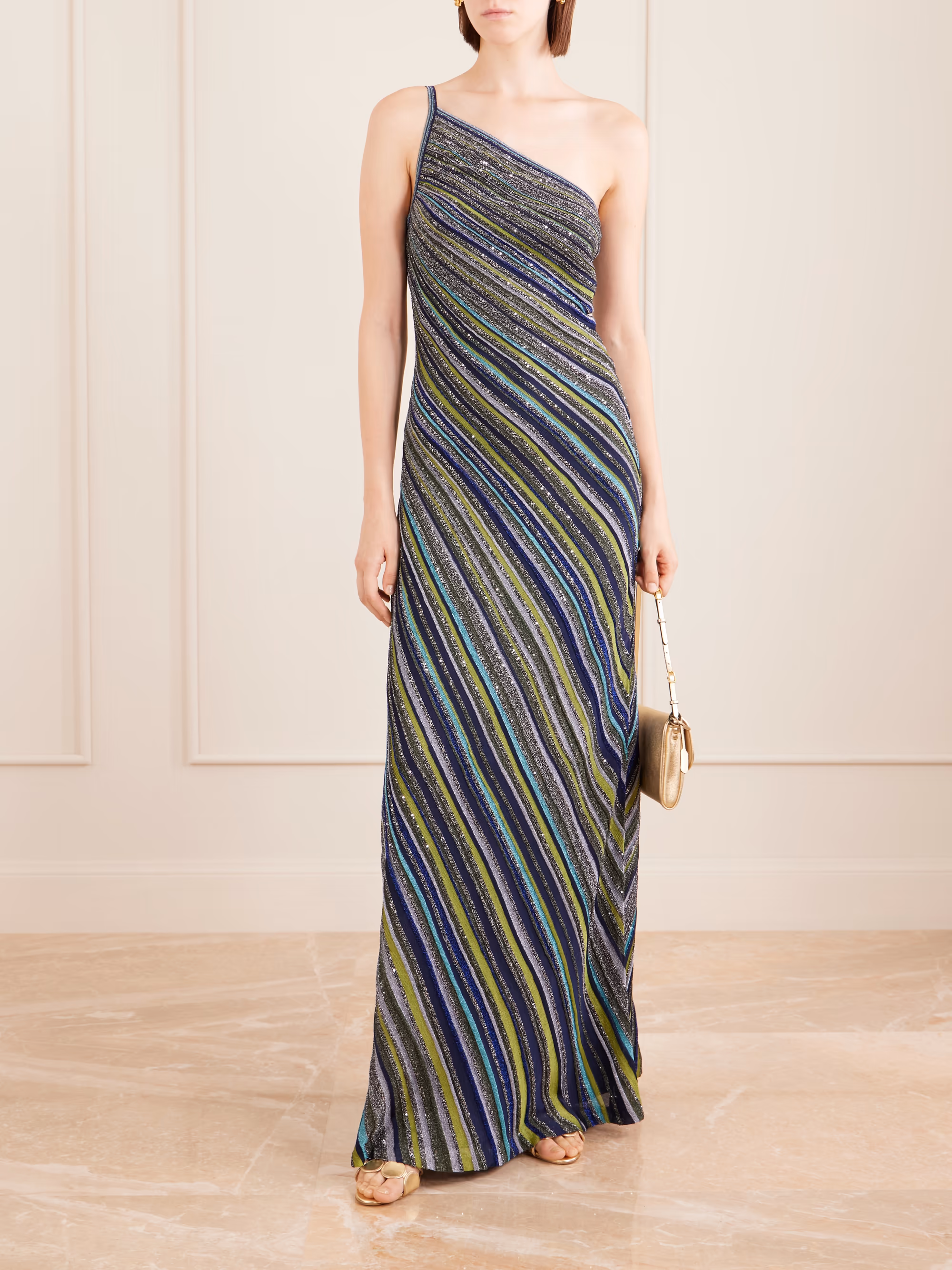 MISSONI - Striped metallic crochet-knit maxi dress
