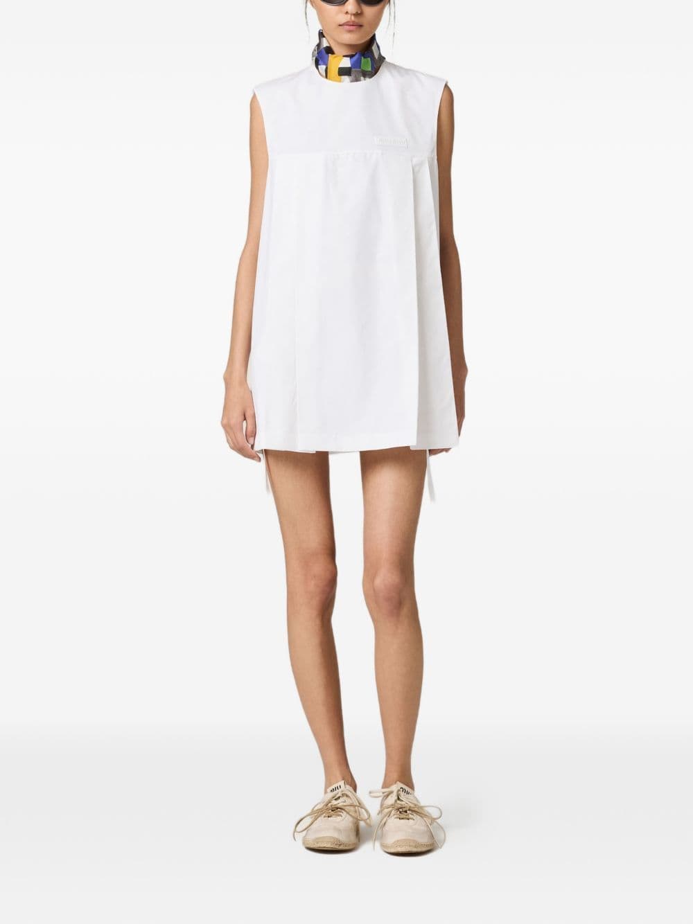 Miu Miu - Flared logo cotton mini dress