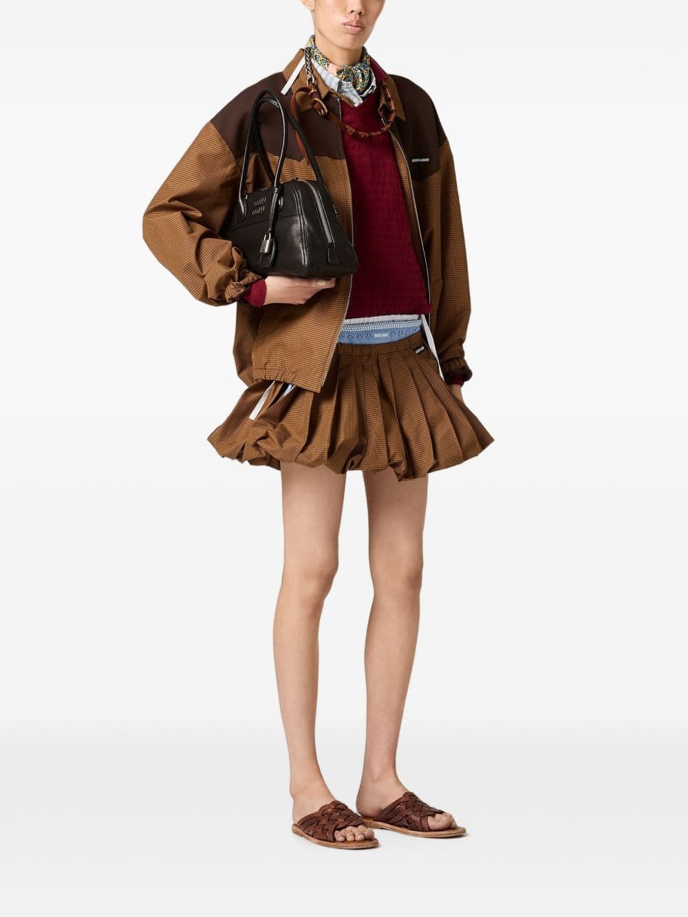 Miu Miu - Pleated gingham check miniskirt
