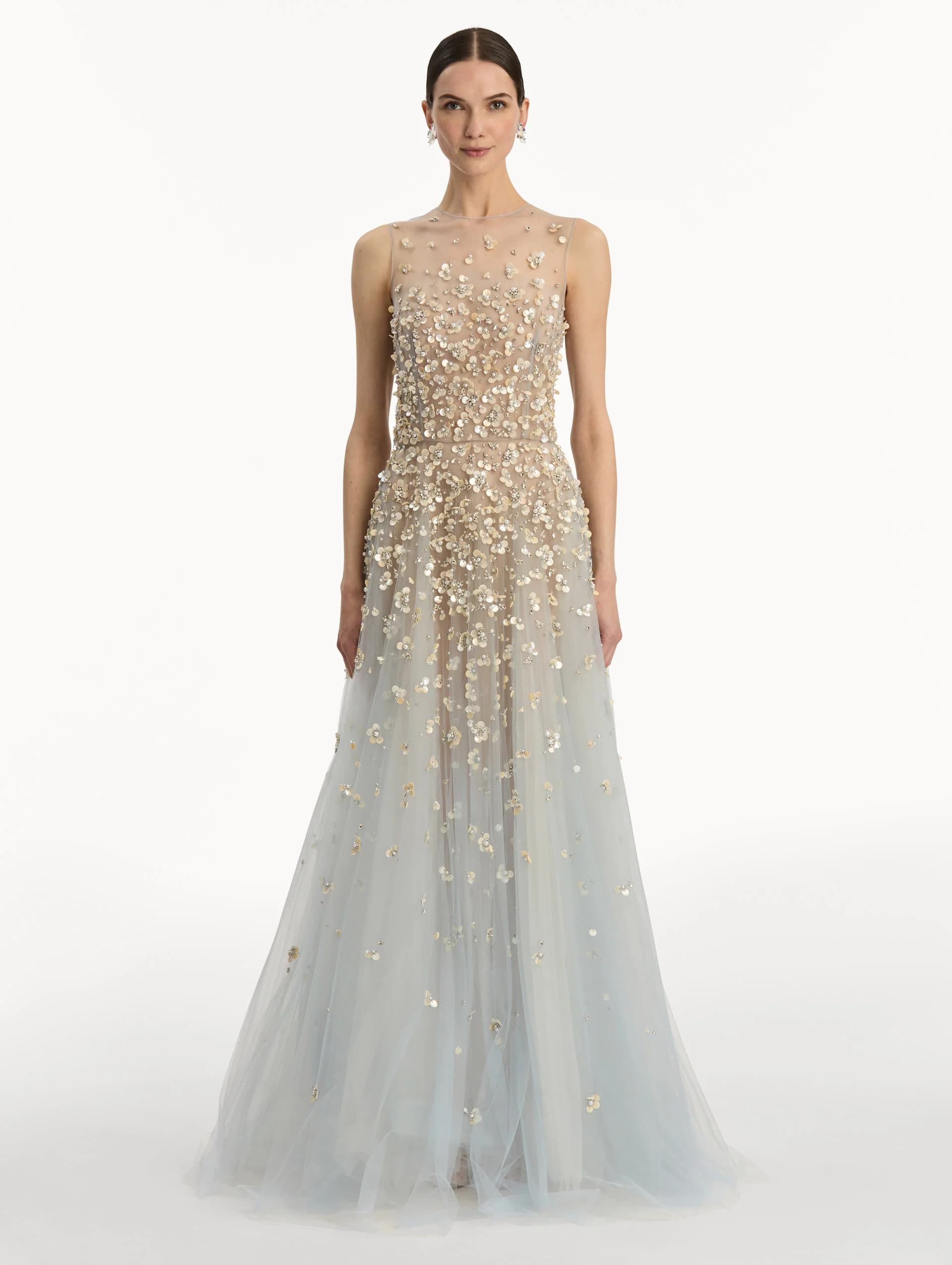 Oscar de la Renta - Embroidered Illusion Gown