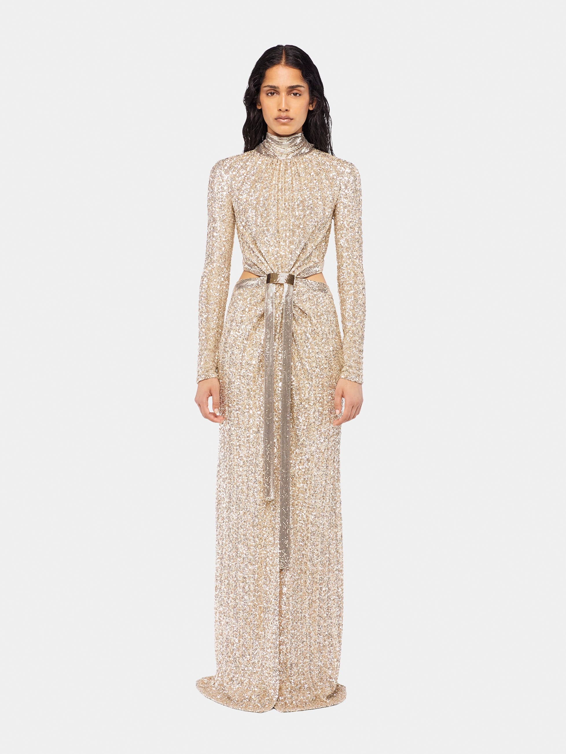 Rabanne - Long mesh and sequin dress