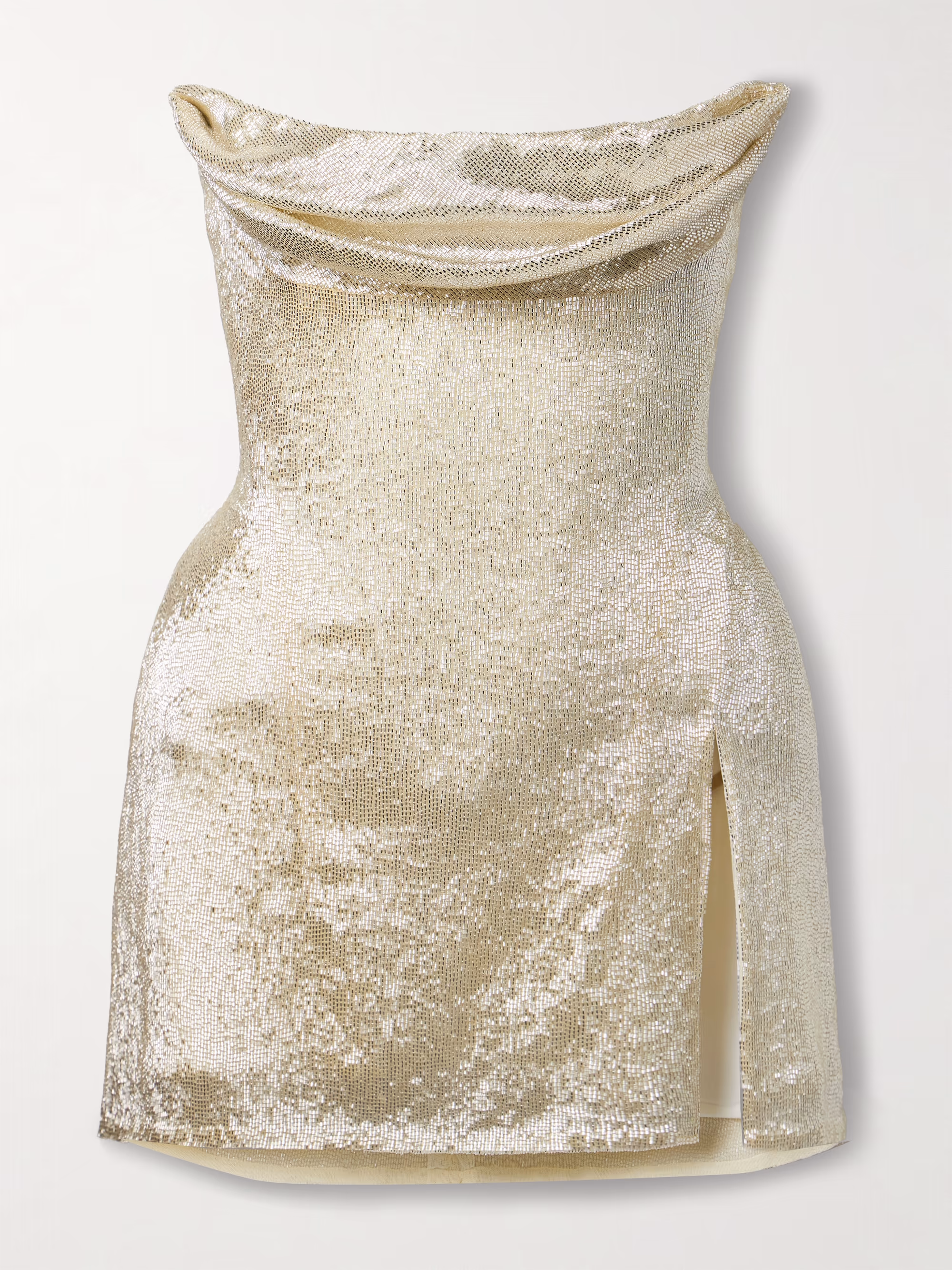 WIEDERHOEFT - Ivy draped strapless beaded tulle mini dress