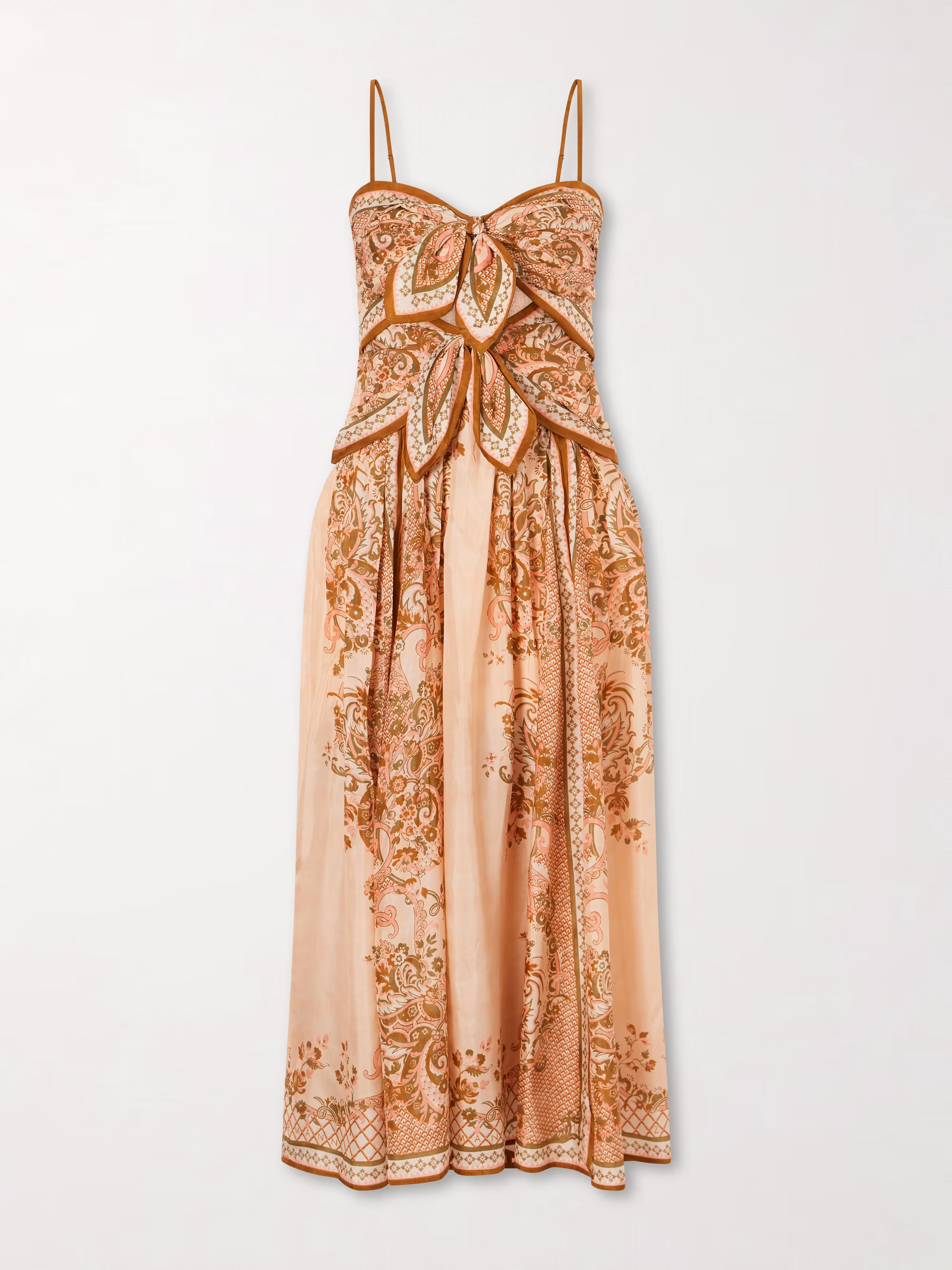 ZIMMERMANN - Aster cutout knotted printed silk midi dress